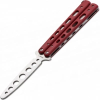 Тренировочный нож-бабочка (балисонг) Balisong Trainer, Boker Plus 01BO712, клинок из нержавеющей стали Zero-ground Plain (без заточки), рукоять стеклотекстолит G10, красный купить в Алмате