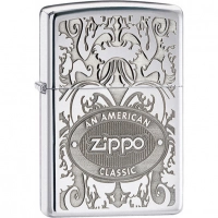 Зажигалка ZIPPO American Classic, латунь с покрытием High Polish Chrome, серебристый, 36х12×56 мм купить в Алмате