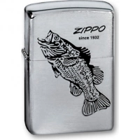 Зажигалка ZIPPO Black Bass Brushed Chrome, латунь с никеле-хром. покрыт., серебр., матов., 36х56х12мм купить в Алмате