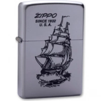 Зажигалка ZIPPO Boat-Zippo Satin Chrome, латунь с ник.-хром. покрыт., сереб., матовая, 36х56х12мм купить в Алмате