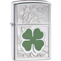 Зажигалка ZIPPO Classic «Клевер» с покрытием High Polish Chrome купить в Алмате