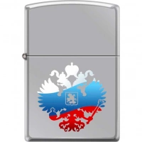 Зажигалка ZIPPO Двуглавый орёл, латунь/сталь с покрытием High Polish Chrome, серебристая, 36x12x56мм купить в Алмате