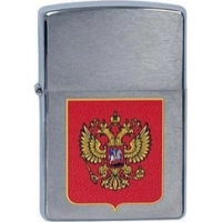 Зажигалка ZIPPO Герб России, латунь с  покрытием Brushed Chrome, серебристый, матовая, 36х12×56 мм купить в Алмате