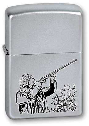 Зажигалка ZIPPO Hunter, с покрытием Satin Chrome™, латунь/сталь, серебристая, матовая, 36x12x56 мм