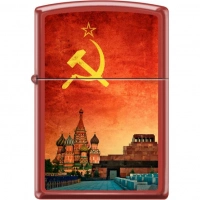 Зажигалка ZIPPO Красная Москва, латунь/сталь с покрытием Red Matte, красная, матовая, 36x12x56 мм купить в Алмате