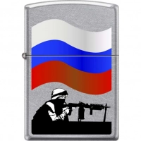 Зажигалка ZIPPO Защитник Отечества, латунь/сталь с покрытием Street Chrome™, серебристая, 36x12x56мм купить в Алмате